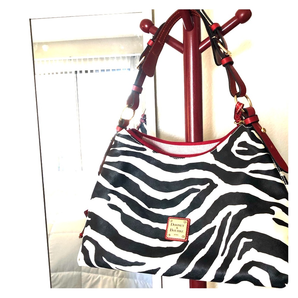 Dooney & Bourke Zebra Print handbag with Red Trim
